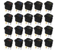 Jubaopen 20PCS Auto Switch 12V Led Car Switch with LED Light 20ADC On-Off DC Rocker Switch Round Automotive for Car Boat Truck Trailer Household Appliances