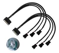 Jubaopen 2PCS Fan Adapter Cable 15 Pin SATA to 3 x 3 Pin / 4 Pin PWM Fan Cables 12v Case Fan Power Adapter Cable SATA Computer Cooler