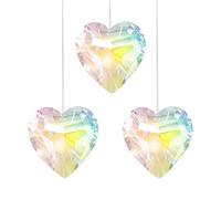 Jubaopen 3PCS Crystal Heart Prisms Suncatchers for Windows Glass Hearts for Hanging Glass Rainbow Suncatcher Pendant Glass Rainbow Crystal Suncatcher Heart for Window Garden Home Decoration
