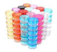 Jubaopen 96PCS Plastic Cosmetic Jars for Eye Shadow Sample Container Cosmetic Pots Travel Sample Pots for Toiletries Empty Round Cosmetic Containers Liquid Lotion Sample Make-up Storage(5g, 10Colors)