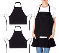 Jubatus 2 Pack 3 Pockets Adjustable Bib Apron Chef Kitchen Cooking Aprons for Women Men, Black