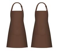 Jubatus 2 Pack Bib Aprons with 2 Pockets Cooking Chef Kitchen Apron for Women Men, Brown
