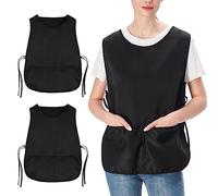 Jubatus 2 Pack Cobbler Aprons with 2 Pockets for Women Men Fast Drying Polyester Fabric, Black