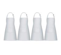Jubatus 4 Pack Bib Aprons with 2 Pockets Cooking Chef Kitchen Apron for Women Men, White