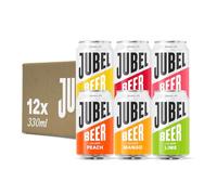 JUBEL Mixed Case (2 Peach, 2 Mango, 2 Lime, 2 Blood Orange, 2 Grapefruit, 2 Lemon) - Award Winning Gluten Free Beer - Vegan, Low Calorie & Low Sugar | Dangerously Refreshing Fruit Lager | 4% ABV