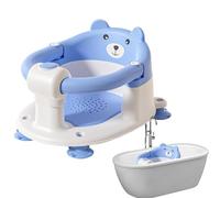 Jubepk Bath Chair Suction, Kid Bath Seat, Stability Comfort During Wash Time, Bathtub Chairs with Suctions, Sitting Kids Toilet for Boys and Girls, 16.14x12.6x9.45 Inches Pink, Gray and Blue