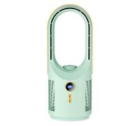 Jubepk Bladeless Desk Fan, 5-Speed Quiet Air Circulator, 4.92x4.92x12.6in, Cooling Blower, Rechargeable 1800mAh Battery, Ideal for Camping, Living Room, Travel, Bedroom, White/Green/Pink