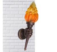Jubepk Classical Wall Lamp Torch Light - Retro Industrial Style Flame Wall Lamp | Lighting Fixture with Flame Glass Shade and Fist-Shaped Antique Brown Aluminum Bracket Farmhouse