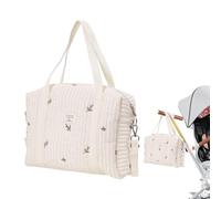 Jubepk Diaper Tote | Large Capacity Diaper Caddy Bag Tote - Soft Cotton Embroidery Tote Diaper Bag Mommy Bag Multi-function Travel Tote