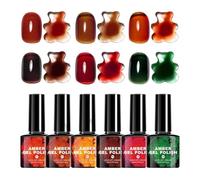 Jubepk Fall Colored Nail | 6 Colors Amber Caramel Ink Paint | with Brush Resin Winter Theme Women's Nail - for Men Teen Girl Lady Mother Stage Performance Formal Event Salon