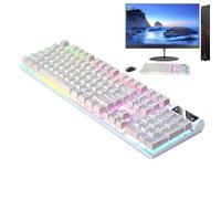 Jubepk Luminous Desktop Keyboard, Wired Mechanical Keys, Pc Keyboards, 104 Key Setup, 17.13x5.12x0.98 Inches, Provides Precise Input for Both Playing and Typing, Multicolor