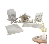 Jubepk Nativity House Ornament Mold, Nativity Decoration Mold, Resin Mold for Nativity, Nativity Silicone Mold 24.5x17.5cm/9.49x6.89 Inch for Nativid Decoration