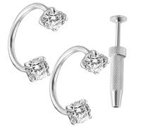 Jubepk Nose Ring Piercing | Jewelry Accessories for and Ear | Nose Hoop with Double Gem in Horseshoe, for Travel Date Wedding Dance Event Helix Septum Ear, Consulte la descripción, Stainless Steel, No