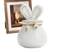 Jubepk Pet Urns 150ml Ceramic Bunny Ear Design Memorial Box | Pet Cremation Urn for Home Table Cat Animal Memorial Loss Sympathy Grave Bereavement