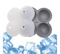 Jubepk Spherical Ice Mold - Reusable 4 Cavity Non-Stick Tray - Silicone Ice Molds in Ball, for Whiskey, Cocktail, Bourbon, Coffee, Water, Drinks, Home, Restaurant,