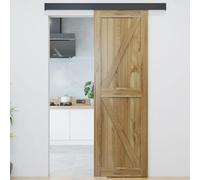 JUBEST 152cm Barn Door Hardware Kit, Aluminium Alloy Box Rail Hidden Sliding Door Hardware for Classic Modern Interior Single Wooden Door,Low Clearance, Black