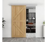 JUBEST 214cm Barn Door Hardware Kit, Aluminium Alloy Box Rail Hidden Sliding Door Hardware for Classic Modern Interior Single Wooden Door,Low Clearance, Silver Colour