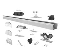JUBEST Bifold Door Hardware, 30", Top Mounted, Fits 2 Doors (15" Each), Aluminum Track, Sliding Barn Door Hardware Kit for Bedroom, Bathroom, Closet