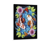 JUBHGGU Japanese Koi Fish Pond Art Poster Poster Decorative Painting Canvas Wall Posters And Art Picture Print Modern Family Bedroom Decor Posters 24x36inch(60x90cm)