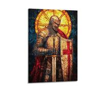 JUBHGGU Stained Glass Knights Crusader Poster Poster Decorative Painting Canvas Wall Posters And Art Picture Print Modern Family Bedroom Decor Posters 08x12inch(20x30cm)
