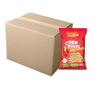 Jubi Corn Puffs Halal Certified No MSG No Preservatives Crisps Bag + FabFinds Mug (12 Pack, Paprika)