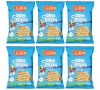 Jubi Corn Puffs Halal Certified No MSG No Preservatives Crisps Bag + FabFinds Mug (6 Pack, Salted)