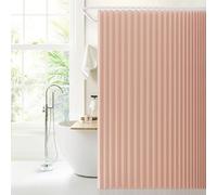 Jubilantex Folding Linen Shower Curtain for Bathroom Pink Waterproof Shower Curtain 1 Panel with 14 Metal Grommets and 1 Tie Back for Hotel,70"x70"