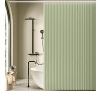Jubilantex Folding Linen Shower Curtain for Bathroom Sage Waterproof Shower Curtain 1 Panel with 14 Metal Grommets and 1 Tie Back for Hotel,70"x70"