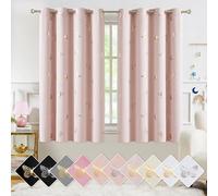 Jubilantex Metallic Butterfly Blackout Curtains 54" Long for Small Window Pink and Gold Print Butterfly Curtains Energy Saving Grommet Top for Bedroom Girls Room,52 W