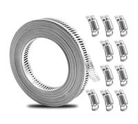 Jubilee Clips 16.4Ft 304 Stainless Steel Hose Clamp with 10 Fasteners | Cut-to-length fits any pipe, Rustproof & durable, Easy install with snip & screwdriver, For plumbing, fuel lines & ducting