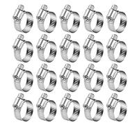 Jubilee Clips, Hose Clips, 20pcs Hose Clip Clamp 10-16mm Adjustable Stainless Steel Clips Hose Assorted, for Home Office Room Securing Connection Gas Flexible Hose Pipe Tubes