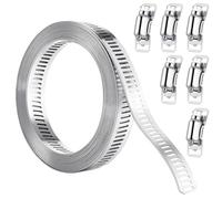 Jubilee Clips, Metal Strapping, 3m/9.8ft Adjustable Hose Clamps with 6 Fasteners, Stainless Steel Hose Clamp, Jubilee Clips Assorted for Home Gas Pipe, Fuel Line, Exhaust Ducting, Plumbing