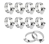 Jubilee Clips with Phillips Drive Screw, 16-25mm Adjustable Hose Pipe Clamps, Stainless Steel Worm Drive Tightening Clamp for Flexible Hose Pipes (Pack of 10)