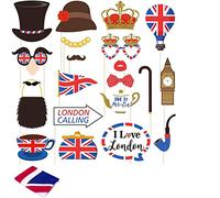 Jubilee Decorations 2022 Photo Props - Union Jack Flag Party Props Selfie Props for British National Holiday Party Decorations Supplies