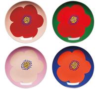 Jubilee Poppy Appetizer Plates Set of 4 Assorted, 6-Inch Diameter, Vibrant Floral Design
