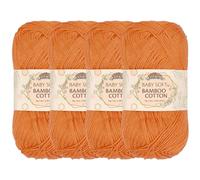 JubileeYarn Baby Soft Bamboo Cotton Yarn - 50g/Skein - Blood Orange - 4 Skeins