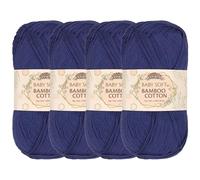 JubileeYarn Baby Soft Bamboo Cotton Yarn - 50g/Skein - Cold Night Blue - 4 Skeins