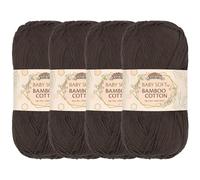 JubileeYarn Baby Soft Bamboo Cotton Yarn - 50g/Skein - Dark Brown - 4 Skeins