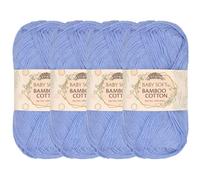 JubileeYarn Baby Soft Bamboo Cotton Yarn - 50g/Skein - Glacier Blue - 4 Skeins
