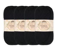 JubileeYarn Baby Soft Bamboo Cotton Yarn - 50g/Skein - Midnight Black - 4 Skeins