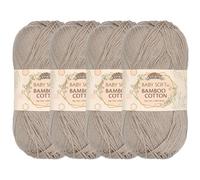 JubileeYarn Baby Soft Bamboo Cotton Yarn - 50g/Skein - Sand Cliff Brown - 4 Skeins