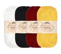 JubileeYarn Baby Soft Bamboo Cotton Yarn - 50g/Skein - Shades of Contrast - 4 Skeins