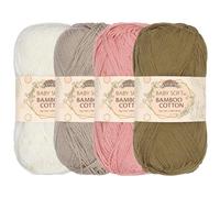 JubileeYarn Baby Soft Bamboo Cotton Yarn - 50g/Skein - Shades of Neutral Tones - 4 Skeins