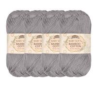 JubileeYarn Baby Soft Bamboo Cotton Yarn - 50g/Skein - Smoky Sky - 4 Skeins