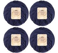 JubileeYarn Bamboo Cotton Chunky Yarn - 100g/Ball - Cold Night Blue - 4 Balls