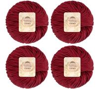 JubileeYarn Bamboo Cotton Chunky Yarn - 100g/Ball - Red Hot Red - 4 Balls