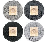 JubileeYarn Bamboo Cotton Chunky Yarn - 100g/Ball - Shades of Grey - 4 Balls