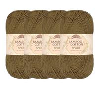JubileeYarn Bamboo Cotton Sport 4 Ply Yarn - 50g/Skein - Chestnut Brown - 4 Skeins