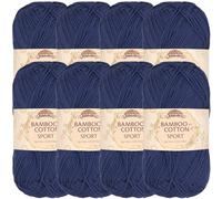 JubileeYarn Bamboo Cotton Sport 4 Ply Yarn - 50g/Skein - Cold Night Blue - 8 Skeins