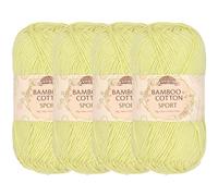 JubileeYarn Bamboo Cotton Sport 4 Ply Yarn - 50g/Skein - Eggnog - 4 Skeins